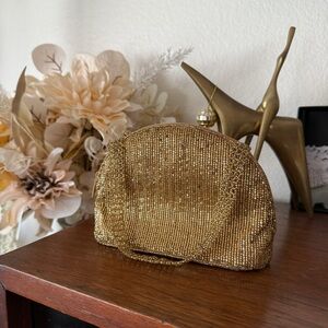 Antique Gold Micro-Beaded Mini Bag 1920s inspired ART DECO EVENING BAG